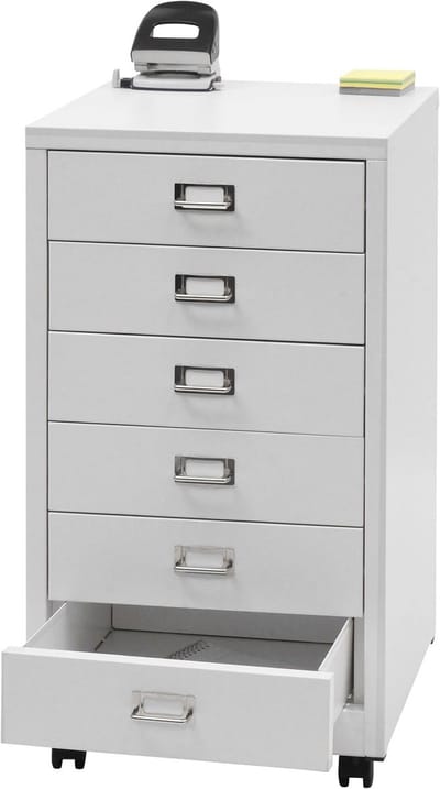 Rolcontainer ladekast met 6 laden en wieltjes - Stalen archiefkast voor kantoor - 75x40x41cm