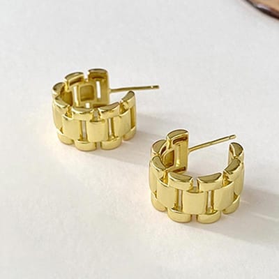 Huitan Metalen Horlogeband Ontwerp Hoepel Oorbellen voor Vrouwen Mode Contractueel Vrouwelijke Oorbel Piercing Oorbellen Dagelijks Gebruik Trendy Sieraden