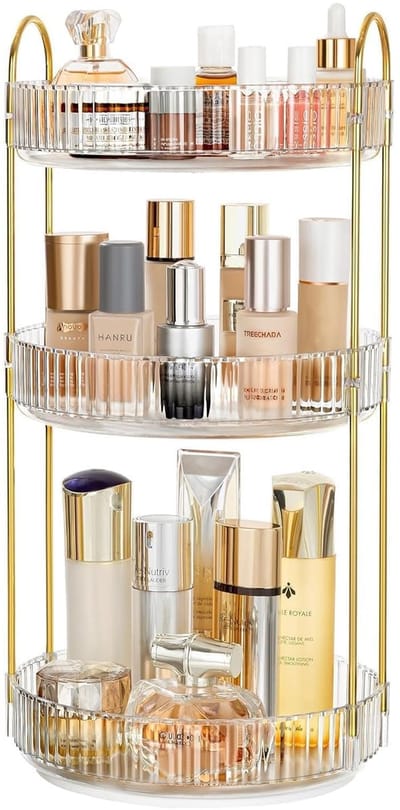 Unyqoos ® Stijlvolle 360° Draaibare Cosmetica- en Skincare Organizer met Drie Lagen voor Elke Ruimte