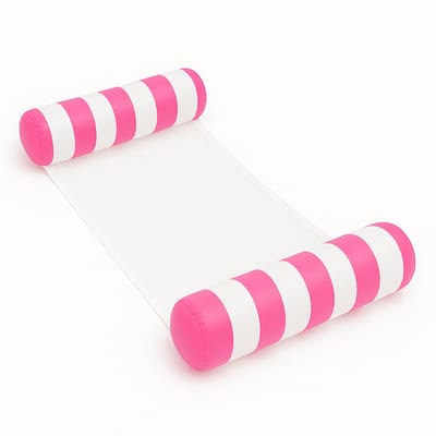 Dicadore - Waterhangmat - Luchtbed Zwembad - Luchtmatras opblaasbaar - Roze/wit gestreept - Zwembad/Strand - Waterspeelgoed - Vakantie
