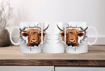 Koffiemok 3d boerderijdieren stier