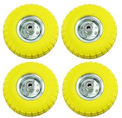Robuuste rubberen wielassen en banden 25 cm voor trolley en kruiwagen - set van 1 tot 8