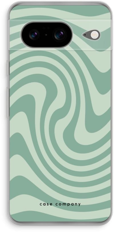 Case Company® - Hoesje geschikt voor Google Pixel 8 hoesje - Swirl Groen - Soft Cover Telefoonhoesje - Bescherming aan alle Kanten en Schermrand