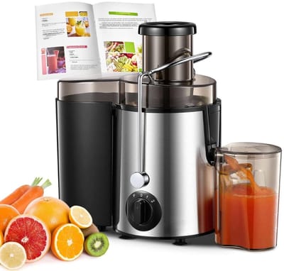 Zyrex® Sapcentrifuges groenten en fruit - Sapcentrifuges - Slowjuicer - Zilver - ‎31cm x 30cm x 19cm
