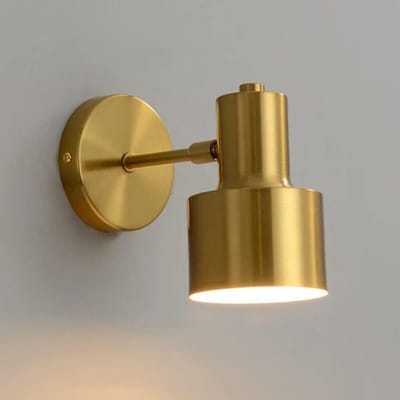 Binnenwandlamp in kooivorm, geborsteld goudkleurige afwerking, verstelbare spot, retro industriële Scandinavische wandlamp, nachtlampje, minimalistische schuurwandlamp