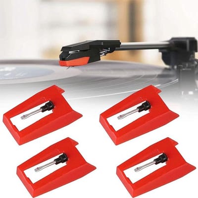 4 stuks - Naald - Platenspeler reservenaald - Premium Platenspeler Naald - universele draaitafelpinnen - Geschikt voor vinylplatenspelers, fonografen - Rood