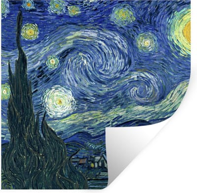 Muurstickers - Sticker Folie - Sterrennacht - Schilderij - Oude meesters - Vincent van Gogh - 100x100 cm - Plakfolie - Muurstickers Kinderkamer - Zelfklevend Behang XXL - Zelfklevend behangpapier - Stickerfolie
