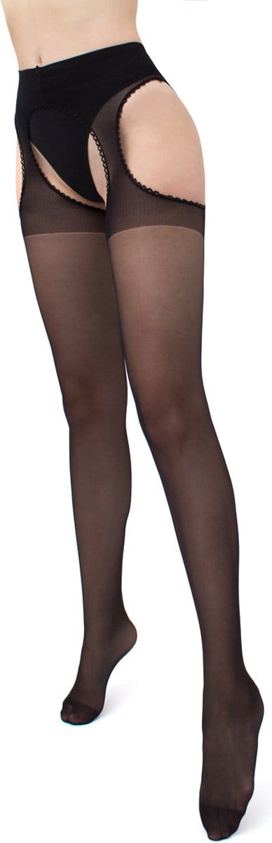 Giulia - Love 20den Sheer Panty met open kruis - Zwart - S