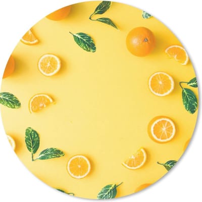 Muismat rond 20x20 cm - Mousepad Sinaasappel - Fruit - Geel - Ronde muismatten