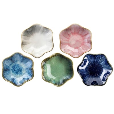 Cosensi - Dailygoods - Set van 5 Keramische Dipschalen met Bloemvorm