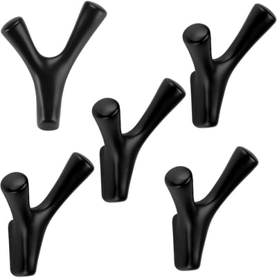SOTECH 5 stuks Dubbele haken BICO zwart mat 82 x 71 x 46 mm met onzichtbare bevestiging Jashaken uit de BlackLine collectie