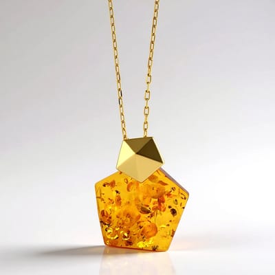 Cavill - Zilveren Halsketting - 925 Sterling Zilver Verguld - Cognac Baltische Barnsteen 5 ct - Fancy Slijpsel - Luxe Sieraden