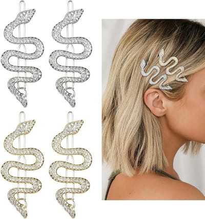 Set van 4 Luxe Haarspelden met Kristallen Slang Versieringen - Stijlvolle Haaraccessoires voor Dames