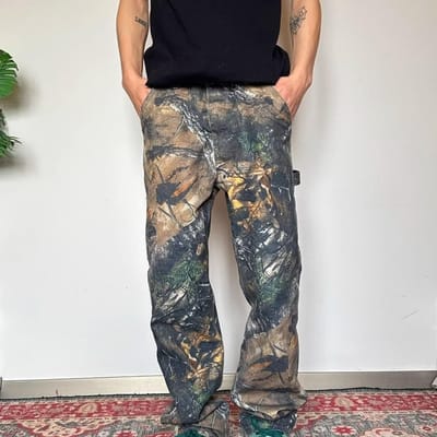 Retro Amerikaanse Tak Camouflage Graffiti Jeans Herenstijl Niche Design Veelzijdige Rechte Houthakkersbroek L gray