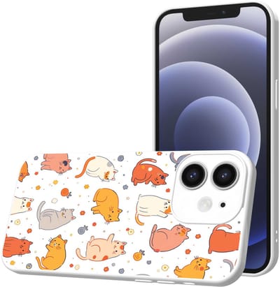 Smartphonica Telefoonhoesje Geschikt voor iPhone 12 met Katten en Poezen opdruk - TPU Back Cover Case Cats Design - Wit geschikt voor iPhone 12
