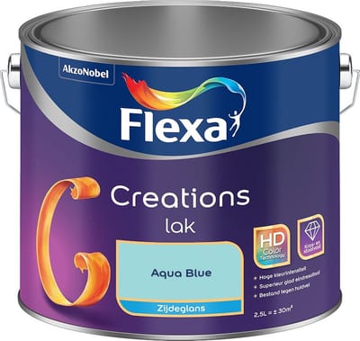 Flexa - Creations Lak Zijdeglans - Aqua Blue - Mengverf - 2,5 L