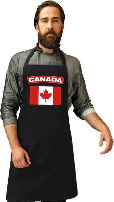 Keukenschort - Barbecueschort - I Love Canada vlag - zwart - heren en dames - Landen supporters - Gerechten - Avond