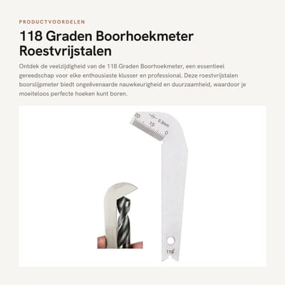 Dailygoods- Boorhoekmeter 118 Graden - Roestvrij Stalen Boorslijpmeter - Hoekboorslijpergereedschap - Precisie Gereedschap - Duurzaam Ontwerp - Handzaam Formaat - Boorslijper