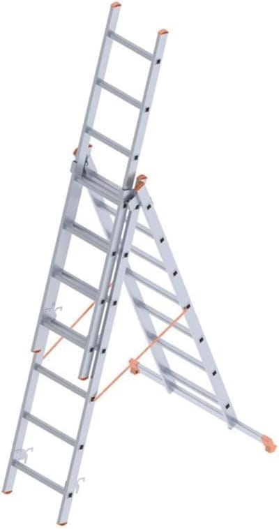 Multifunctionele Ladder - Klapladder Steiger - Klus Klussen - Verstelbaar Aluminium Frame - 3x7 Treden