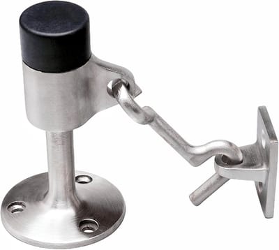 Zware Deurstopper met Haak - RVS Vloer- en Wandmontage Deurhouder met Geluiddempende Rubberen Bumper