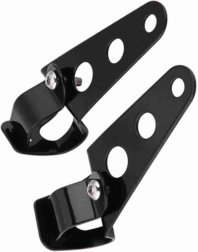 Motorfiets koplamp houder set van 2 - Aluminium legering, 28 mm en 34 mm, universele bevestiging voor motoren (Zwart)