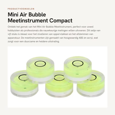 Dailygoods- Waterpas - 5 Stuks - Mini Luchtbel - Meetinstrument - ABS-Kunststof - Nauwkeurigheid 36 NL - Afmetingen 1,5 x 0,8 x 0,5 cm - Nivelleer