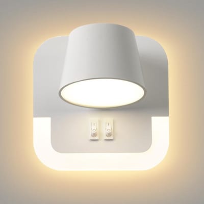 Wandlamp met Leeslamp en Schakelaar - Draaibare Kop - Warm Wit Licht - Wit