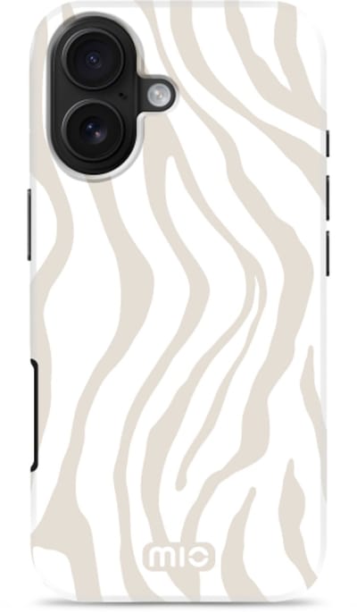 Mio by Mobilize Hoesje geschikt voor Apple iPhone 17 MagSafe Telefoonhoesje Hardcase | Mio by Mobilize Backcover | Geschikt voor MagSafe | Geschikt voor Draadloos Opladen met Magnetische Ring | Geschikt voor MagSafe Case - Sandy Zebra | Wit