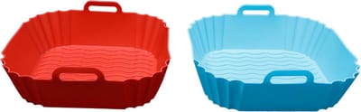 Ziva Herbruikbare Siliconen Airfryer Bakje – Set van 2 – 20 x 21 cm – Hittebestendig tot 230°C – Vaatwasserbestendig – Voorkomt vetresten en aanbakken – Geschikt voor oa Philips, Ninja, Tefal, Moulinex, Cosori, Princess en Inventum Airfryers & Ovens