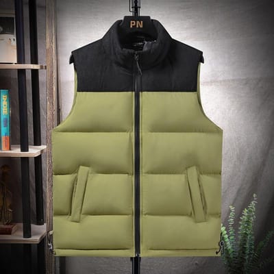 Heren Stand-up Kraag Vest, Veelzijdige Corduroy Splicing, Verdikt Herfst en Winter Trendy Warme Jas 5XL groen