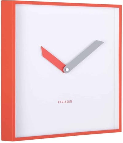 Karlsson Wandklok Cool Retro Cuadrado - Rood - 4.1x28.3x28.3cm - Wandklok Modern