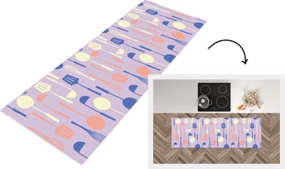 Keukenloper - Loper keuken - Patronen - Keukengerei - Spatel - Garde - 150x50 cm - Keukenloper vinyl
