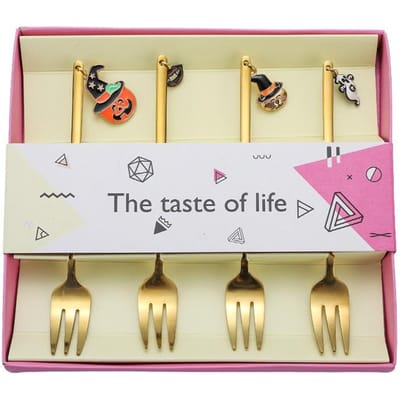 Ensemble de couverts d'Halloween Fourchette Cuillère Acier inoxydable Pendentif Cadeau de Noël Cuillère à dessert Cuillère à café Fourchette à fruits Fourchette à collation