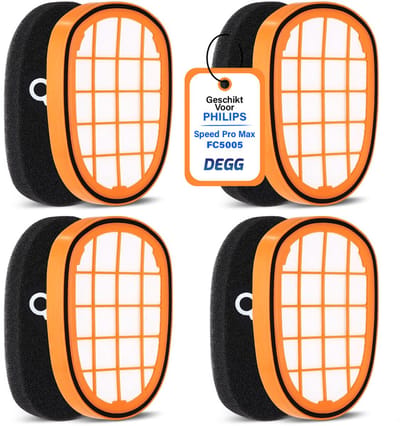 DEGG® - 4x filter geschikt voor Philips speedpro max aqua 7000 en 8000 series - steelstofzuiger - schuimfilter - vervangt fc5005/01 - cp0663/01 - cp1100/01 - wasbaar - multipack