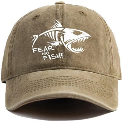 Casquette de Baseball 'Fear No Fish' Chapeaux Délavés Casquette Pêcheur Amoureux de la Pêche Homme Rétro Plein Air Été Chapeau Réglable Cadeau Papa Mz-535 gray