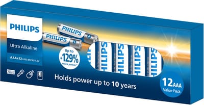 Philips Ultra Alkaline AAA batterijen (LR03) 12 stuks