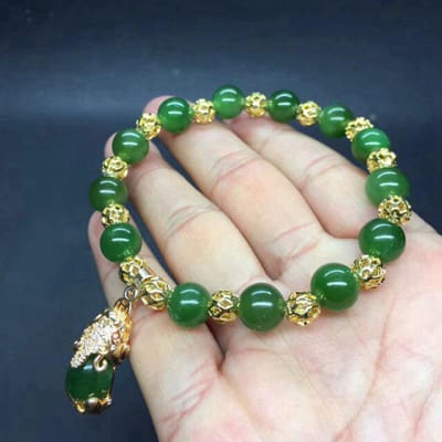 Natuurlijke Jade Armband Jades Stenen Kralen Armbanden Heren Strand Bedel Sieraden Ronde Bangle Armband Voor Vrouwen Mode Accessoires free size white