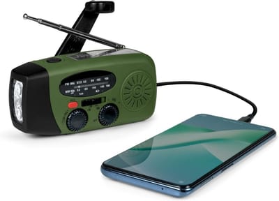 Nexvo® Noodradio Opwindbaar en Batterij - Noodradio - Survival Radio - Groente- 12000 mAh - Zonnepaneel - Groen- 13cm x 5cm x 7cm