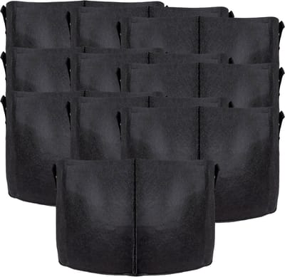 Intirilife 10x non-woven plantzak in 113 liter - 30 gallon - 60 x 40 cm - Plantenbak van non-woven stof met draaggrepen voor tuin, kas en nog veel meer. - Plantenbak plantzak