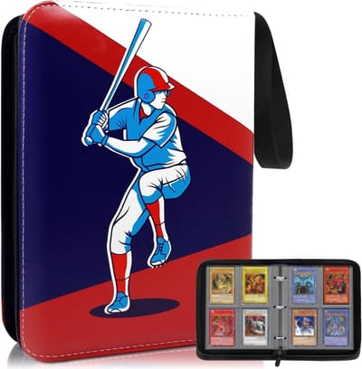 Baseball Kaarten Album voor 400 Kaarten, Dubbelzijdige Verzamelmap met 50 Pagina's, PU Leer, Perfect voor Sportkaarten en Verzamelobjecten