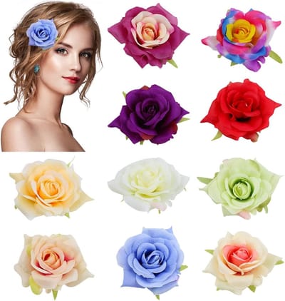 Kleurrijke Haarspelden met Rozenmotief - Set van 10 Haarclips voor Dames en Meisjes - Perfect voor Feestjes, Strand en Bruiloften