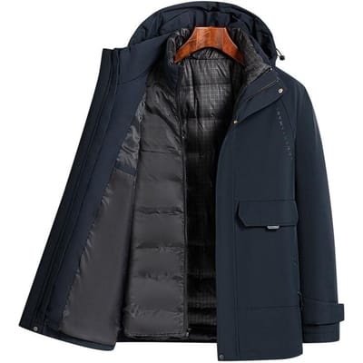 Herfst en Winter Eendendons Warm Eén Kledingstuk Drie Manieren te Dragen Kan Worden Verwijderd Verdikt Dons Middelbare Leeftijd en Ouderen Jas 5XL black