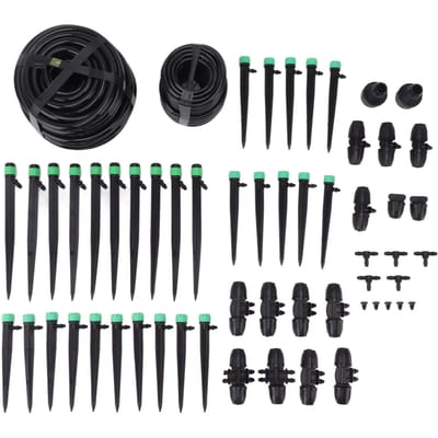 Système d'irrigation de jardin Système d'arrosage de jardin Kits d'irrigation goutte à goutte automatiques pour jardin surélevé black