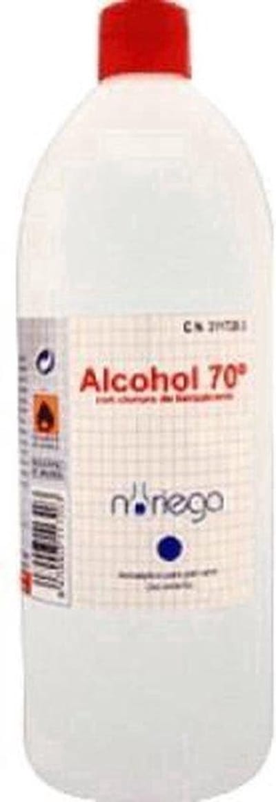 7 LITER ALCOHOL 70°. 7 FLESSEN VAN 1 LITER (TOTAAL 7 L) PERFECT VOOR DESINFECTIE THUIS, OP HET WERK, OP SCHOOL, IN KLINIEKEN EN KINDERDAGVERBLIJVEN. KRACHTIG EN EFFECTIEF TEGEN BACTERIËN EN VIREN! IDEAAL VOOR ALLE SCHOONMAAK EN DESINFECTIE