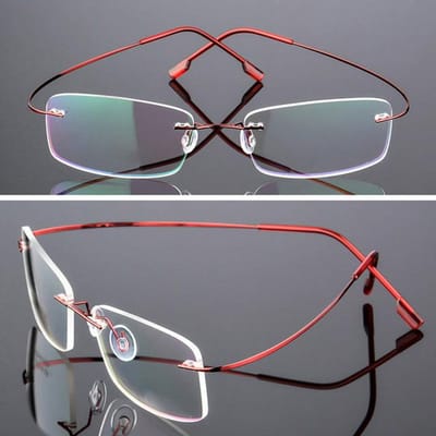 Lunettes sans monture Super élastiques en alliage de titane pour hommes et femmes, lunettes unisexes sans cadre, mode Business, Protection des yeux rouge