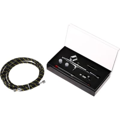 KKmoon Kit professionnel d'aérographe à alimentation par gravité avec tuyau pour peinture artistique, tatouage, pulvérisation de modèles, outil pour ongles 0,2 mm 1 black