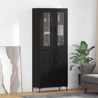 vidaXL - Highboard - 2 - st - Zwart - Eiken - 69,5 - x - 34 - x - 180 - cm - Bewerkt - hout