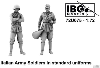 IBG Models Modelbouwpakket - 72U075 Italiaanse Soldaten in Standaard Legeruniformen WWII - 2 Figuren Resin onderdeel - 1:72 - Modelbouw