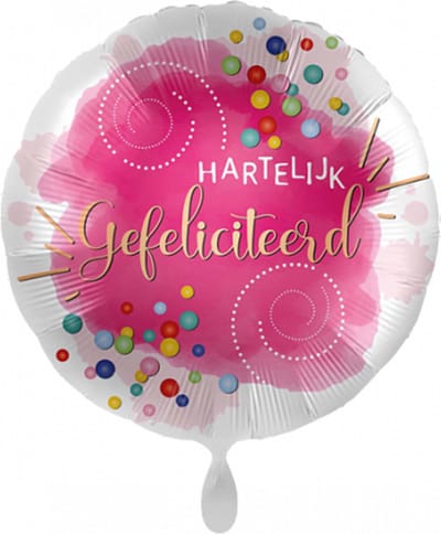 Folieballon - Hartelijk Gefeliciteerd – Confetti Fuchsia