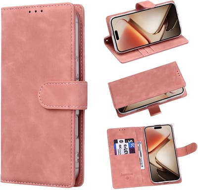 Casemania Hoesje Geschikt voor Apple iPhone 16e - Roze - Kunstleer Portemonnee Book Case